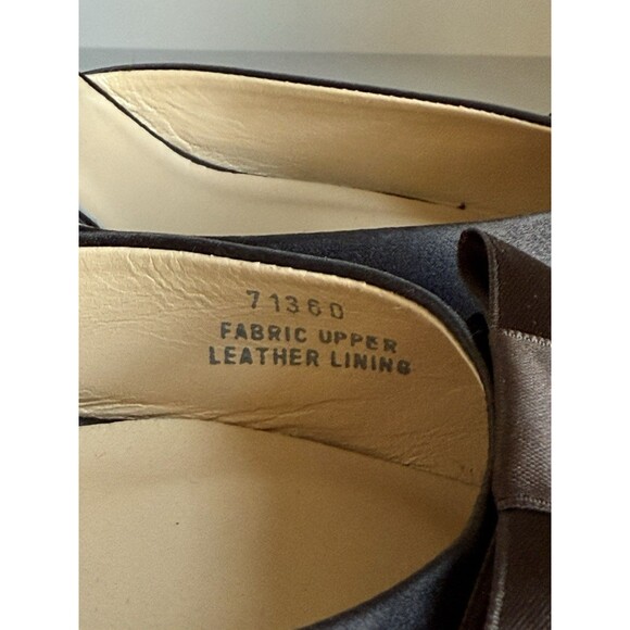 J Crew Satin Sling Back Kitten Heels Brown Bow 9.5 - Picture 4 of 8